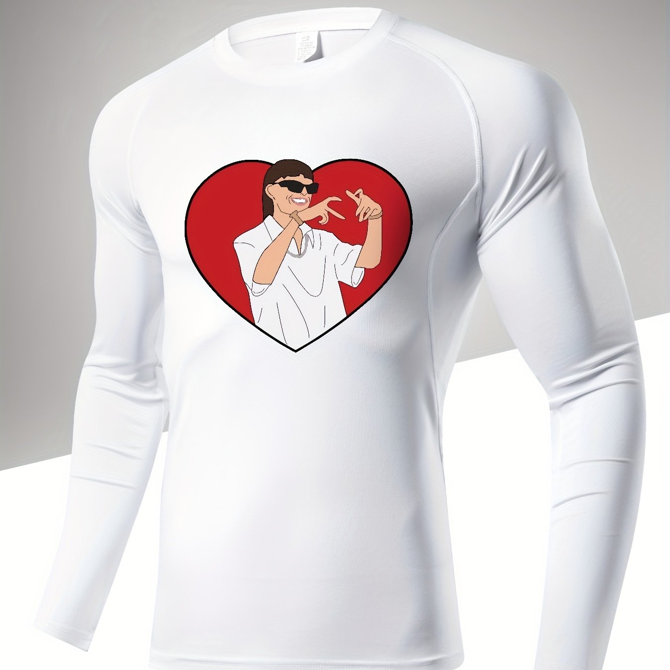 Men's Letter Print Compression Long Sleeve Shirt for Sports Workout