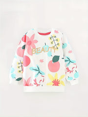 Fresh Fruit Graphic Girls Crew Neck Sweatshirt Casual Long Sleeve Top Pullovers