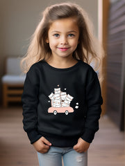 OERYUI Kids Kitty Bus Graphic Sweatshirt Comfy Pullover