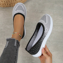 Women's Breathable Knit Slip-On Shoes Lightweight Comfortable Low Top Sneakers