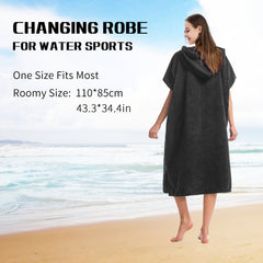 Quick Dry Hooded Towel Robe with Pocket for Swimming Surfing Unisex