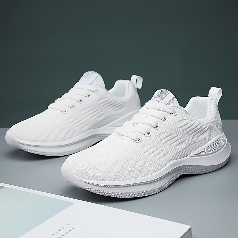 Women's Breathable Knitted Low Top Sneakers Lightweight Soft Sole Running Shoes