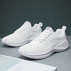 Women's Breathable Knitted Low Top Sneakers Lightweight Soft Sole Running Shoes