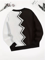 Splicing Face Pattern Crew Neck Sweatshirt for Girls Boys