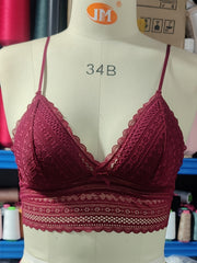 Floral Lace Triangle Bralette Lightweight Wireless Bra
