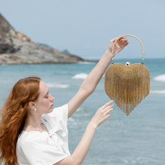 Heart Shape Women's Clutch Bag Evening Party Bridal Handbag