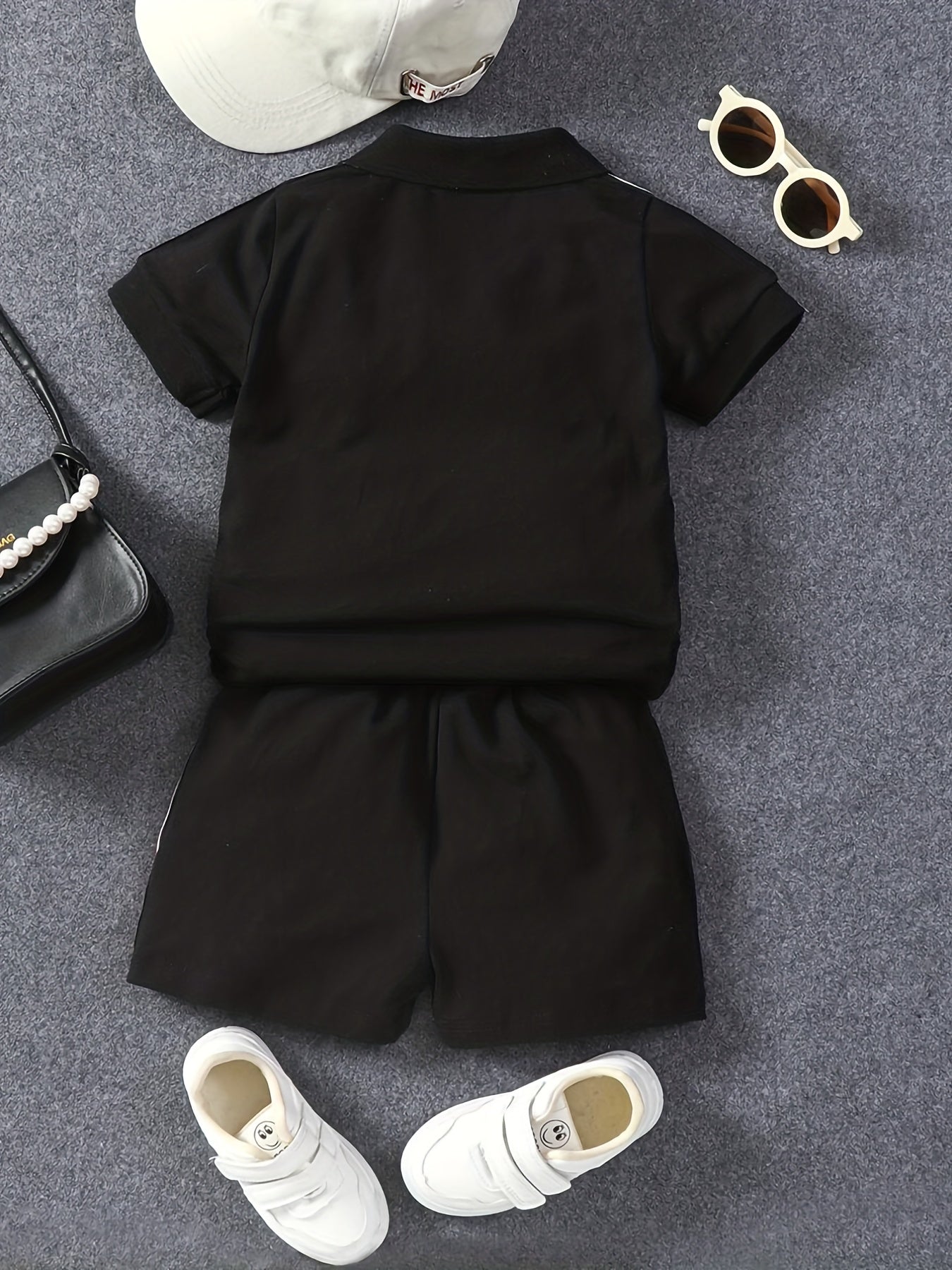 2pcs Boys Casual Polo Shirt & Shorts Kids Summer Clothes Sets