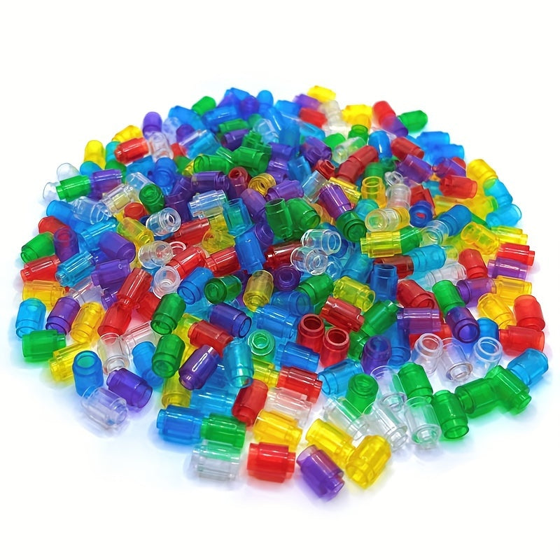100pcs Transparent ABS Building Blocks 1x1 Cylindrical Bricks