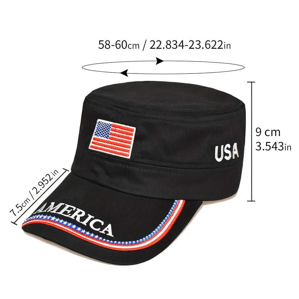 Men's Sunscreen Flag Flat Cap Outdoor Travel Military Long Hat