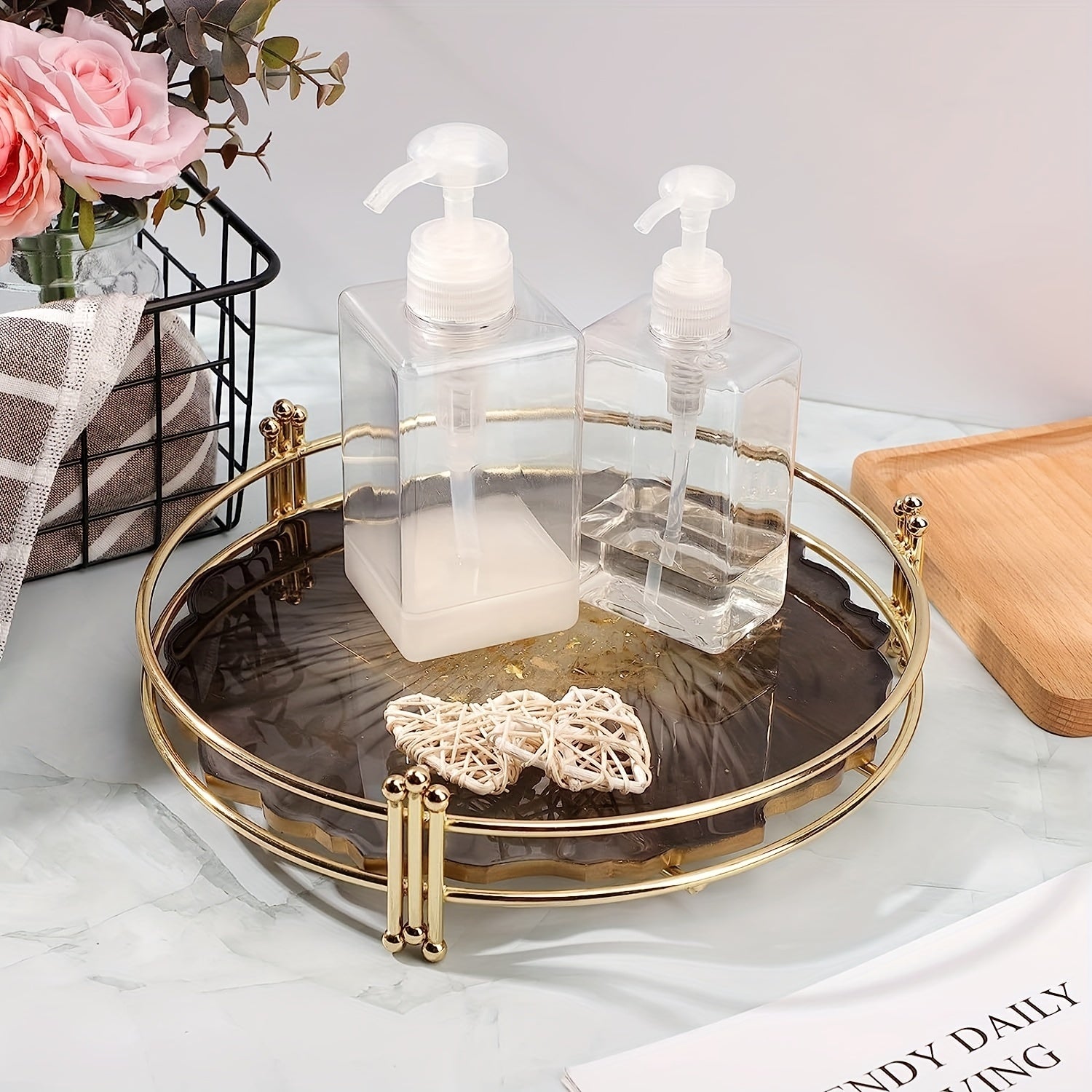 Large Round Resin Tray Mold Irregular Silicone Serving Tray Geode Agate Epoxy
