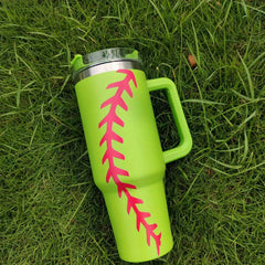 40oz Stainless Steel Sports Tumbler, Football Baseball Basketball Design