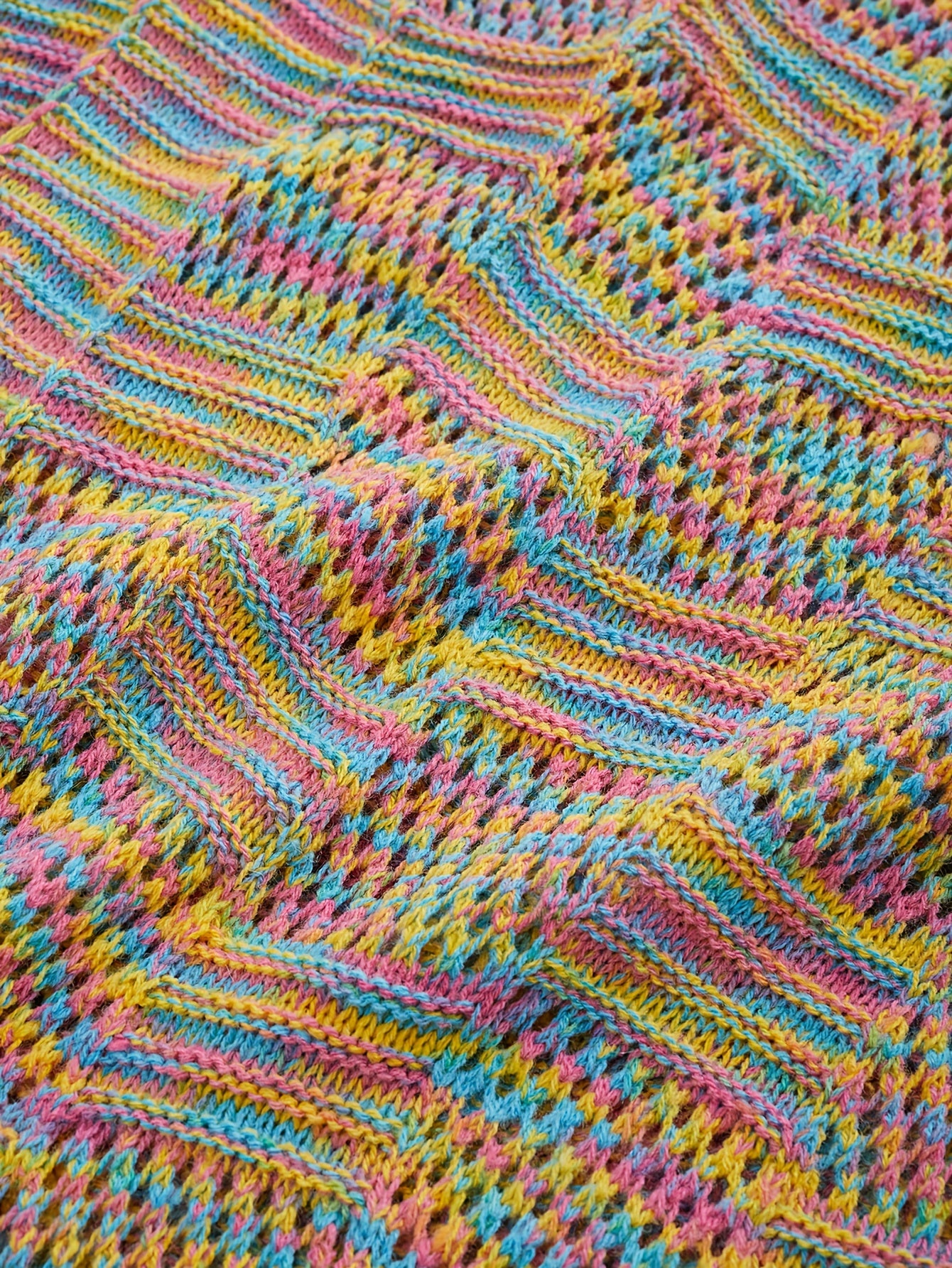 Colorful Printing Knit Cardigan Open Front Sweater