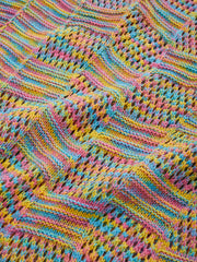 Colorful Printing Knit Cardigan Open Front Sweater