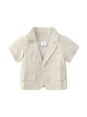 Boys Gentleman Outfit Short Sleeve Suit&Shorts&Vest Set