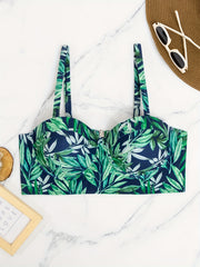 Tropical Print Bikini Top High Stretch