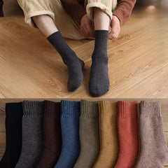 Men's Solid Crew Socks Warm Thermal Breathable Comfy Casual Unisex Socks