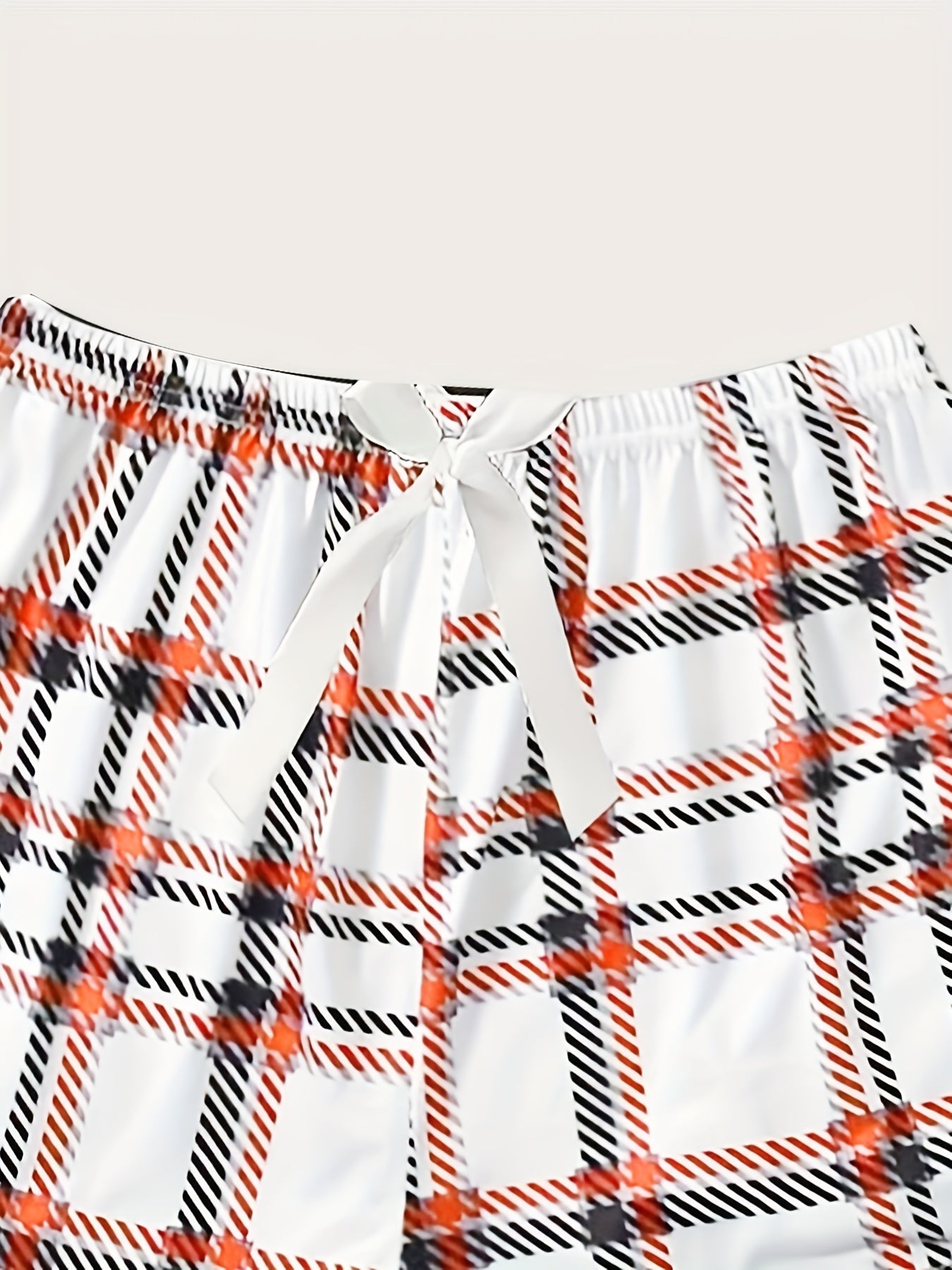 Plaid Print Pajama Set Short Sleeve Top & Shorts