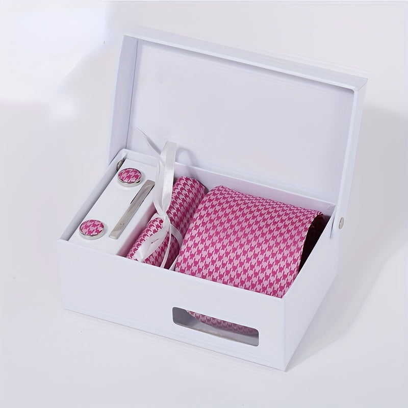 Men's Tie And Pocket Square Set Necktie Handkerchief Cufflinks