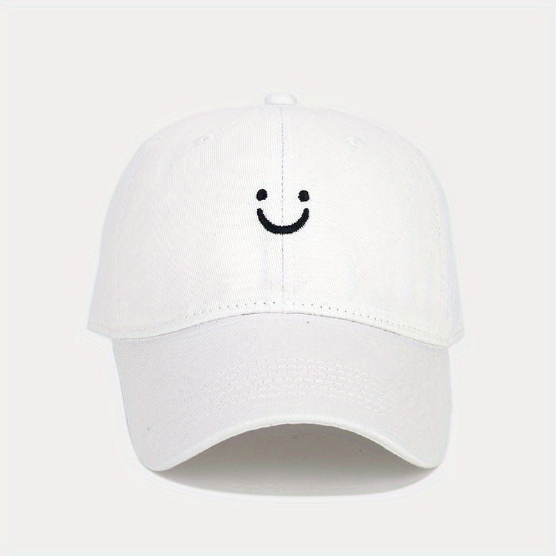Unisex Sunshade Breathable Adjustable Baseball Cap with Smile Embroidery