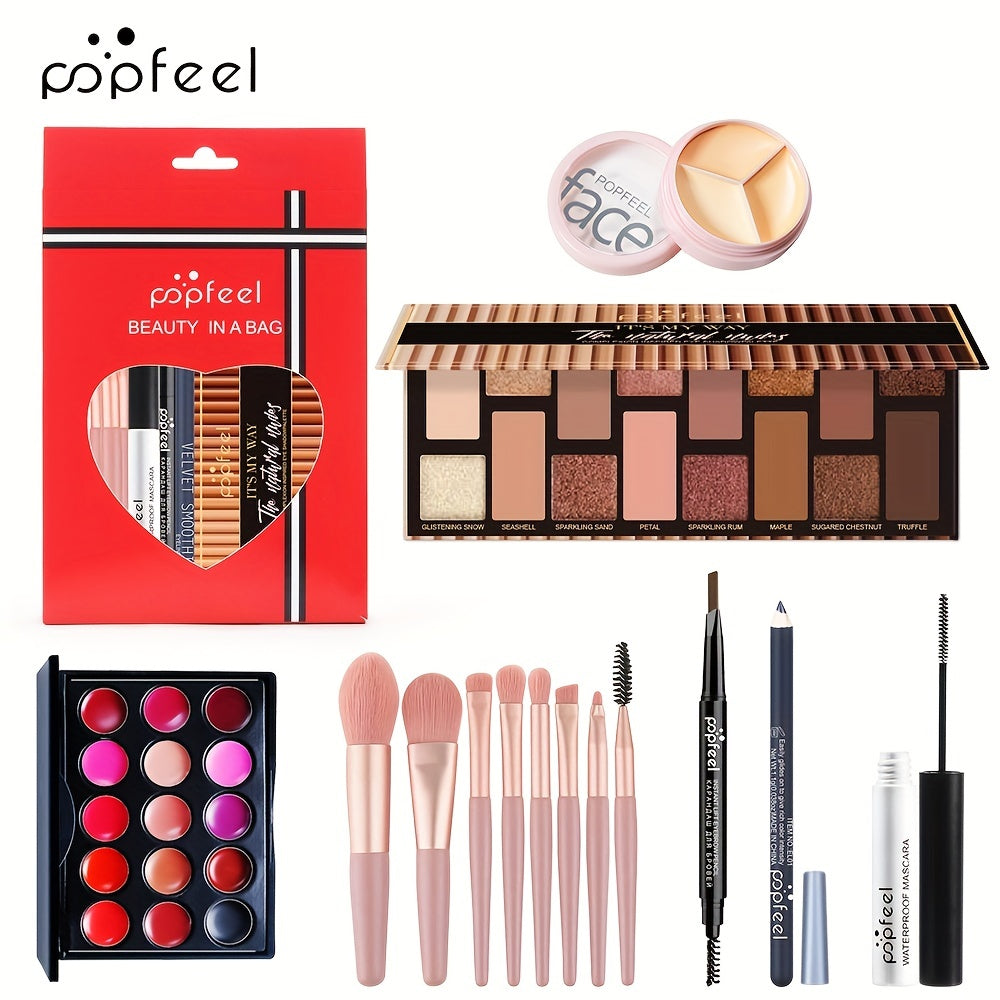 Makeup Gift Set with Brushes Eyeshadow Lipstick Concealer Powder