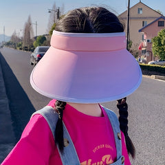 Girls Gradient Visor Wide Brim Sun Hats for Summer