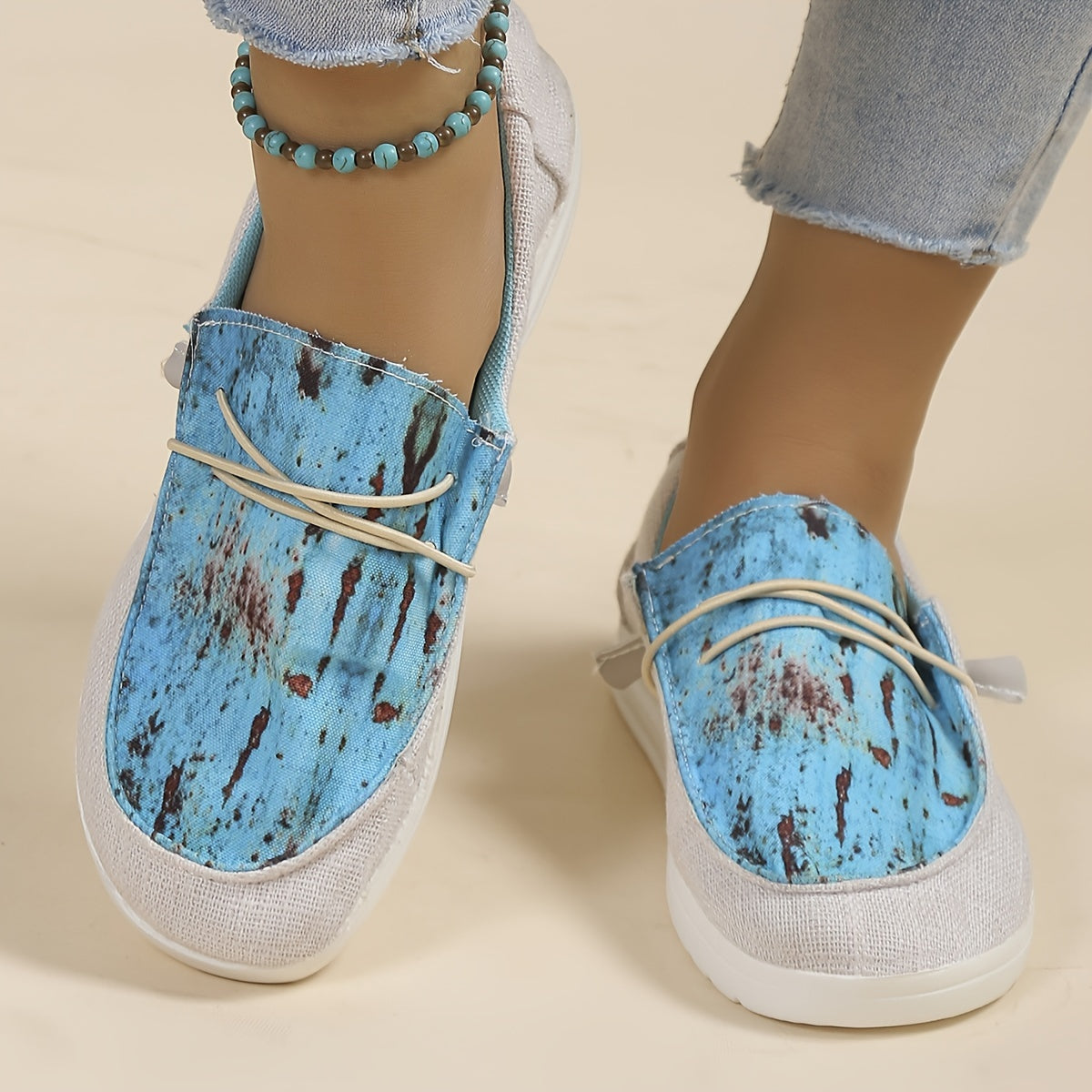 Women's Casual Print Flat Canvas Shoes Comfortable And Lightweight