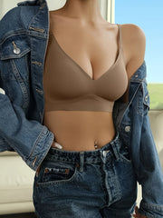 3pcs Seamless Solid Wireless Bras Comfy & Breathable Push Up Bra