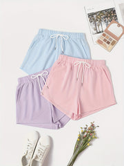 3 Pack Plus Size Casual Pajama Shorts Women's Plus Solid Plain Elastic