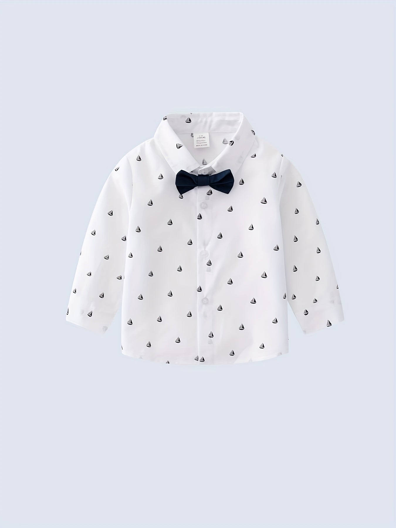 Baby Shirt Long Sleeve Bowtie Cardigan Top Random Print