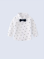 Baby Shirt Long Sleeve Bowtie Cardigan Top Random Print