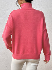 Casual Sweater Women's Plus Solid Long Sleeve High Neck Jumper