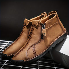 Men's Solid Hiking Boots Non Slip Zipper Casual Durable Shoes