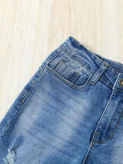 Girls Ripped Skinny Jeans Zipper Fly Stretch Denim Pants