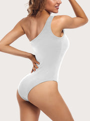 One Shoulder Sexy Bodysuit Sleeveless Stretchy Women's Clothing