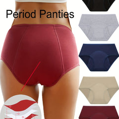 5pcs High Waist Period Panties Full Cover Anti Leak Women's Lingerie