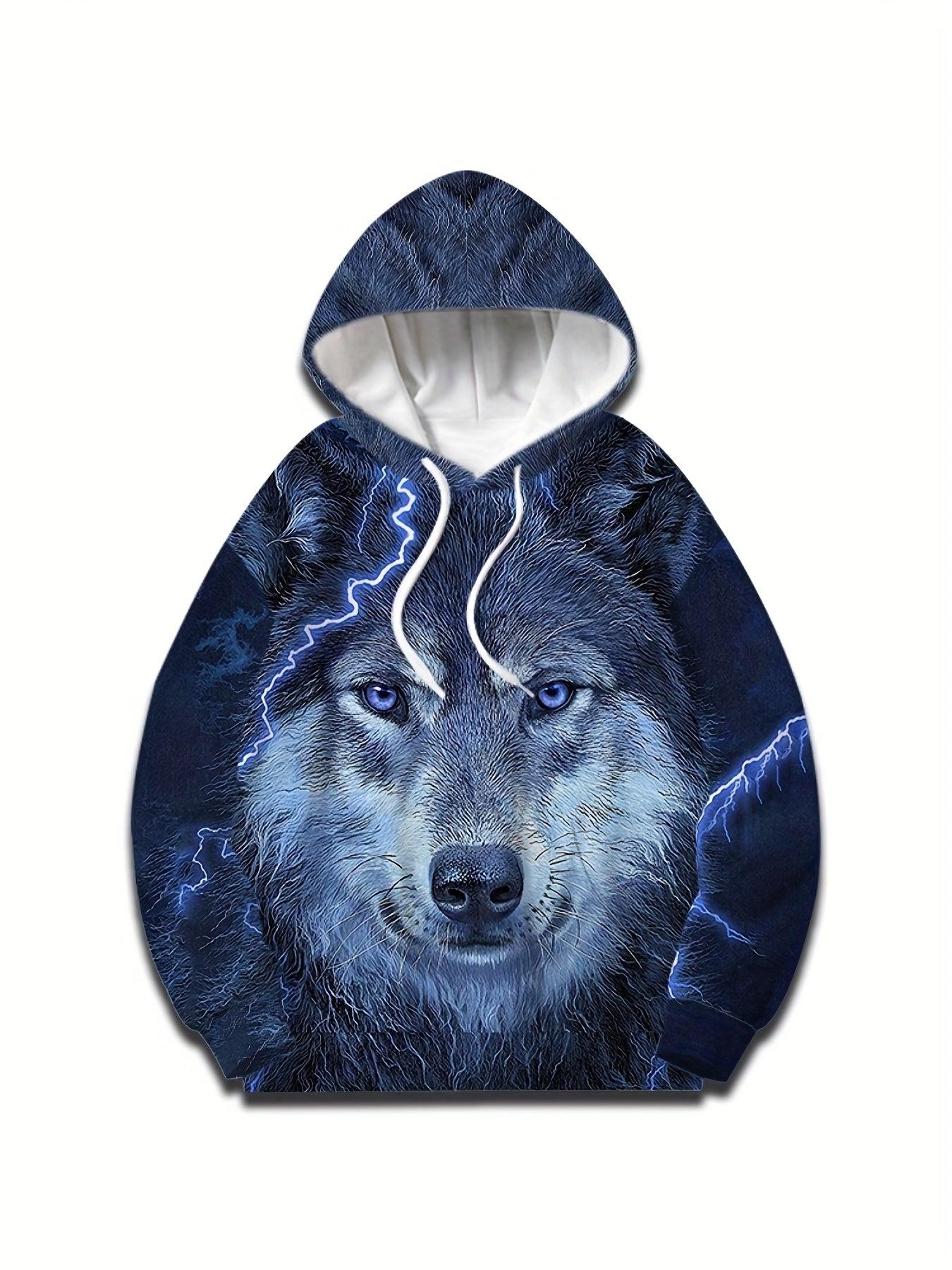 Wolf 3D Print Hoodie Men Graphic Pullover Autumn Winter
