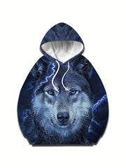 Wolf 3D Print Hoodie Men Graphic Pullover Autumn Winter