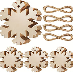 25pcs Unfinished Wooden Christmas Ornament Paintable Blank Xmas Tree Hanging