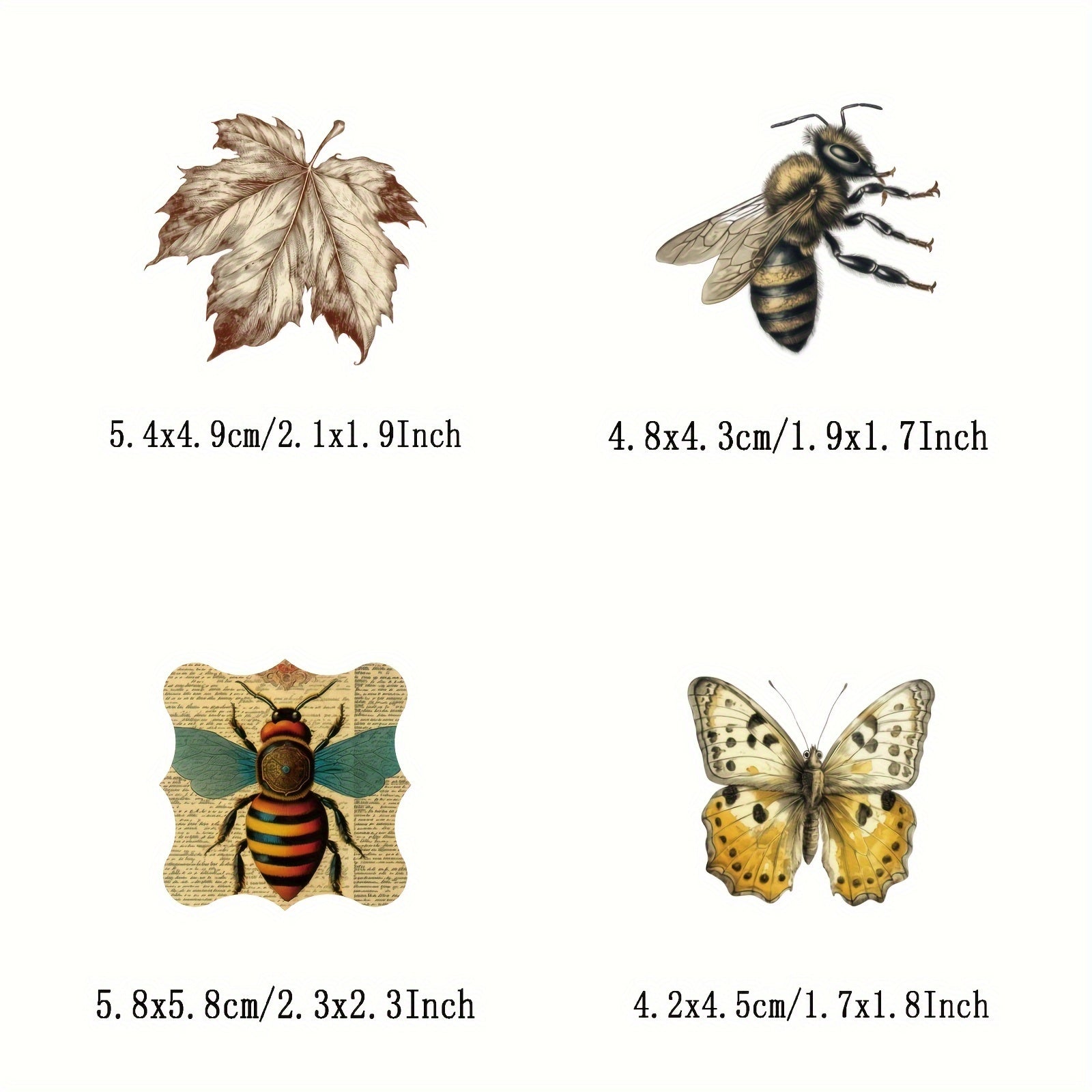 50 Vintage Forest Themed Stickers - Nature Inspired Decals with Butterflies