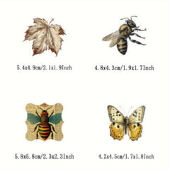 50 Vintage Forest Themed Stickers - Nature Inspired Decals with Butterflies