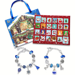 Xmas Advent Calendar Bracelets Charms Beads Kit 24 Days DIY Jewelry Making Gift