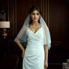 Bridal Bridesmaid Veil Accessory with Sequins High End Short 0.75M Hair Comb