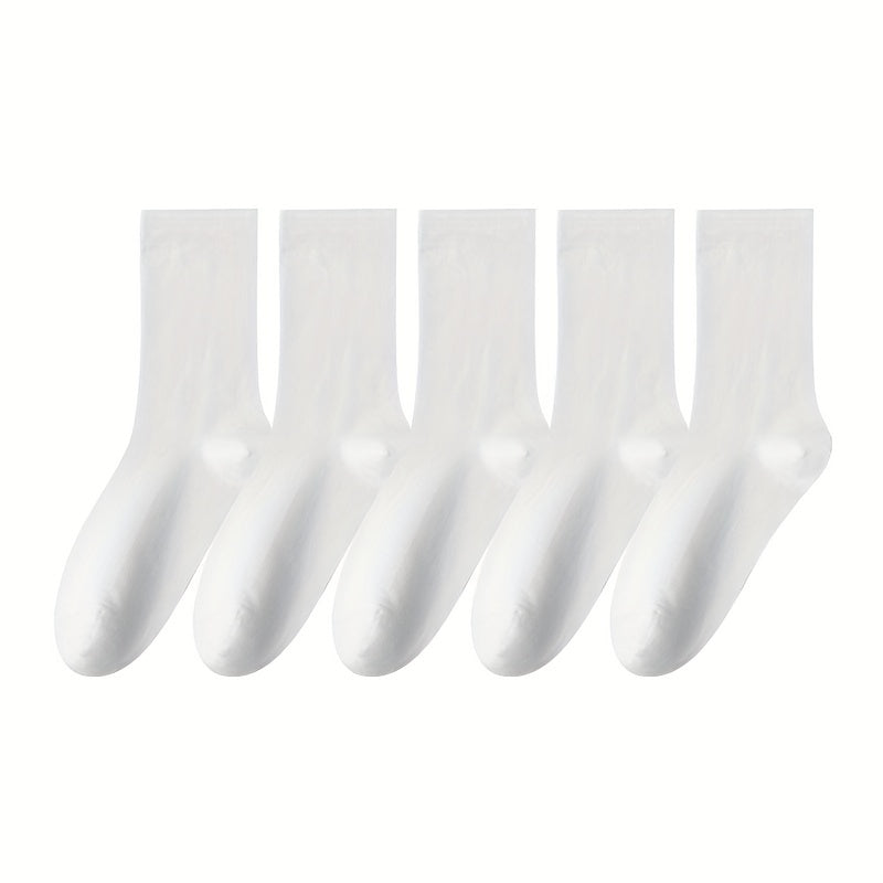 5 Pairs Solid Socks Women's Stockings & Hosiery