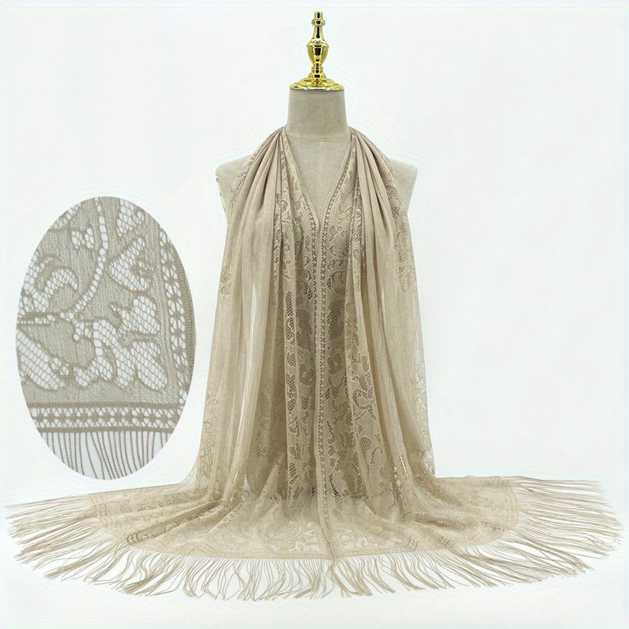 Tassel Lace Shawl Embroidered Scarf Travel Beach Towel