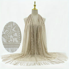 Tassel Lace Shawl Embroidered Scarf Travel Beach Towel