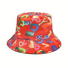 Graffiti Print Reversible Bucket Hat Breathable Sunshade Cap