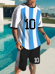 Argentina Jersey No 10 Training Football Set Men Short Sleeve T shirt