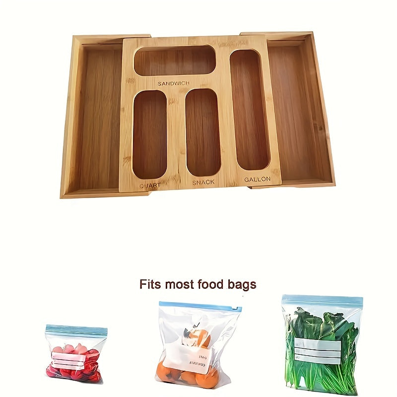 Bamboo Zipper Bag Storage Box 6-In-1 Fresh Keeping Organizer