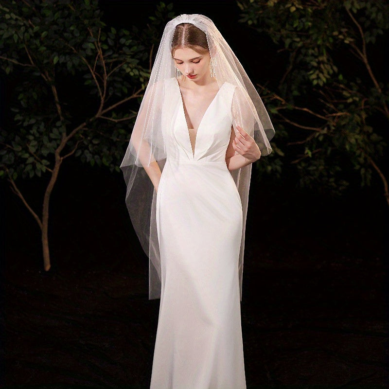 Long Bridal Veil for Wedding Photography Lightweight Tulle Fabric