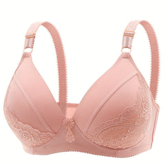 Plus Size Bra Women's Plus Floral Appliques Wireless Everyday Bra